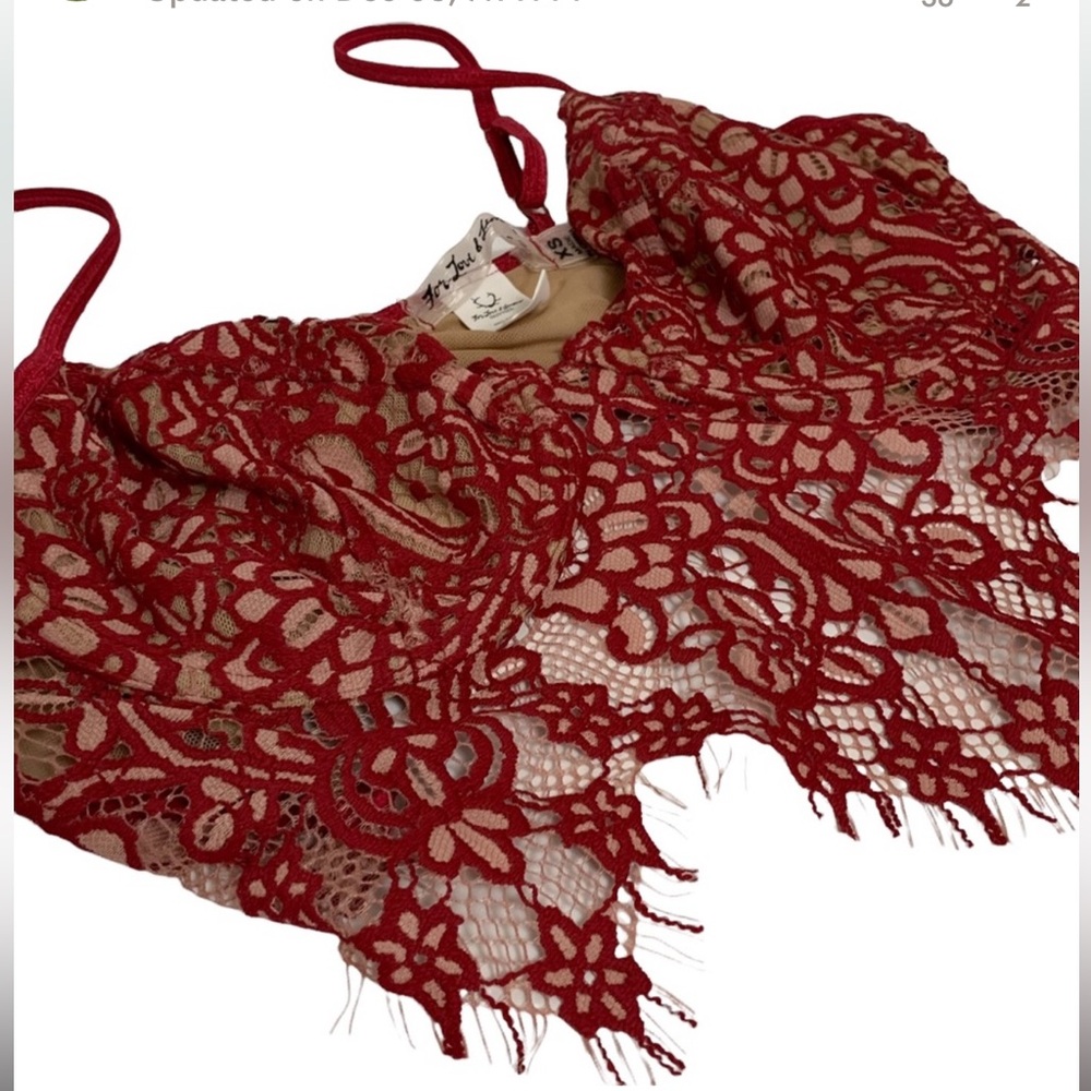 For Love and Lemons Skivvies Red Lace bralette XS